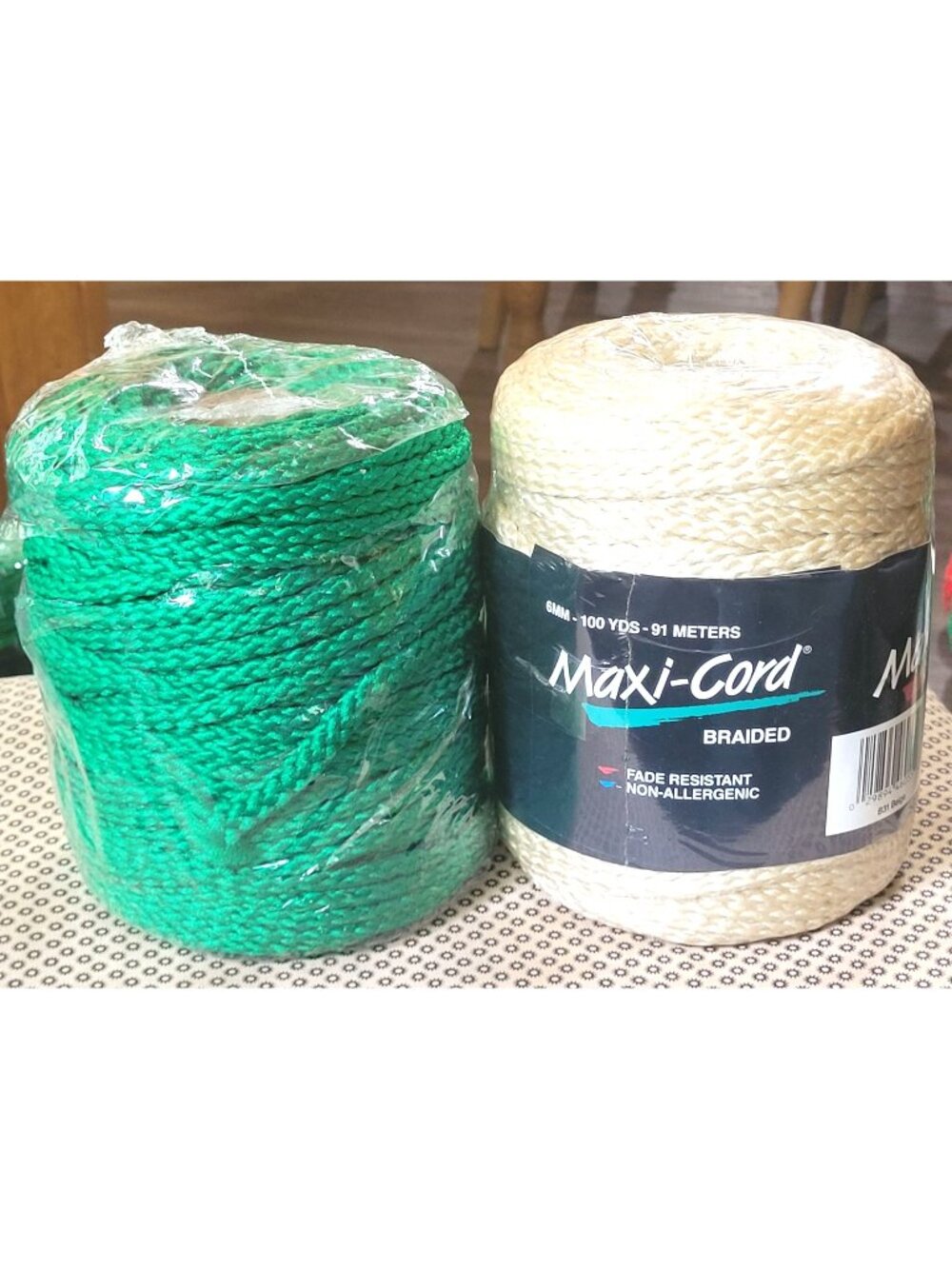 Maxi-Cord 2 Braided Polypropylene Green Beige 6mm 100 Yards 91 Meters Craft Cord